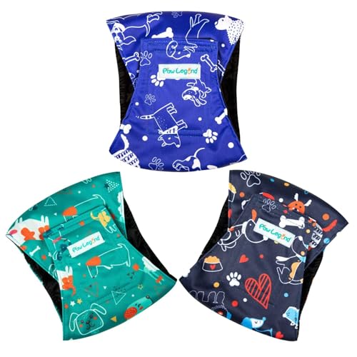 Paw Legend Washable Dogs Diapers Male Dog Belly Bands for Male Dogs Diapers Reusable Puppy & Doggie Diapers Male - color: Cute Dog, size: X-Small