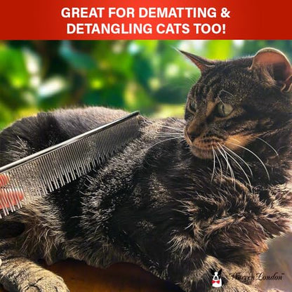 Warren London Carding Pro XL Comb 9in | Copper Grooming Comb with Dual-Length Teeth | Removes Undercoat, Loose Fur, and Dander | Groom like a Professional - style: Carding Pro XL