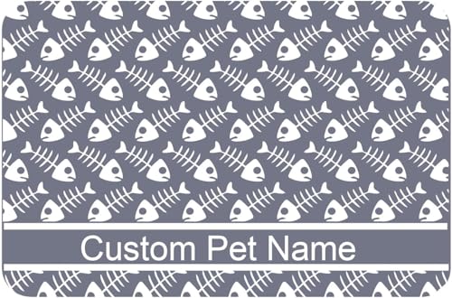 Personalized Dog Cat Food Mat PU Non-Slip at The Bottom Dog Bowl Mat Dog Mat for Food and Water Custom Pet Dog Food Mats for Floors Waterproof (Fish Bone) - color: fish bone