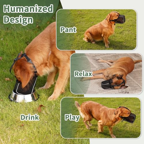 Mayerzon Dog Muzzle, Patented Mesh Muzzle with Panting Room for Large Medium Small Sized Dogs, Soft Mouth Guard to Prevent Biting Eating for Grooming Vet Visit Walking, Reflective and Full Covered - size: S [Snout Cir: 8.5-9.5"]