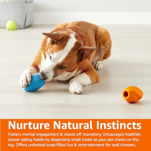Amazon Basics Interactive Durable Natural Rubber Dog Treat Dispensing Enrichment Chew Toy for Medium Dogs, Multi Color, 2-Pack - size: Medium