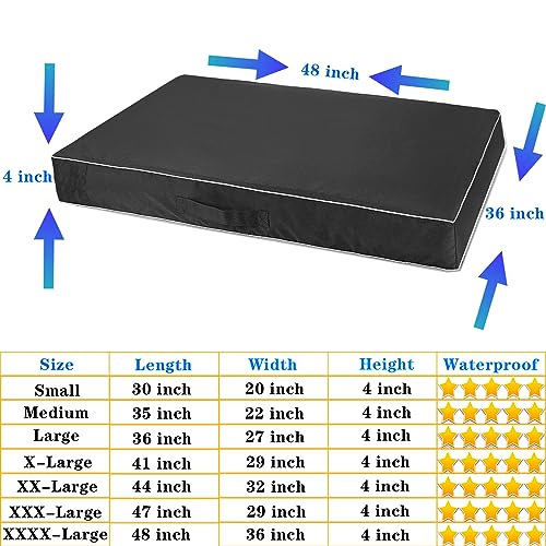 Chinchilla Waterproof Heavy Dog Bed Cover Washable, with Zipper Opening Fillable Universal Dog Bed Replacement Cover.Cover Only (XXXX-Large, Black) - color: Black, size: XXXX-Large(48" L × 36" W × 4" H)
