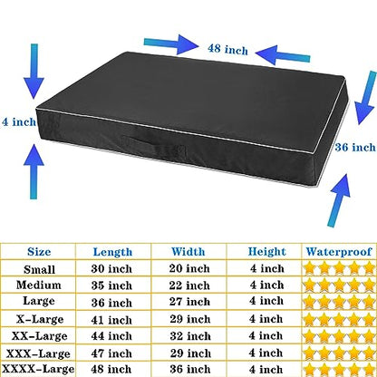 Chinchilla Waterproof Heavy Dog Bed Cover Washable, with Zipper Opening Fillable Universal Dog Bed Replacement Cover.Cover Only (XXXX-Large, Black) - color: Black, size: XXXX-Large(48" L × 36" W × 4" H)