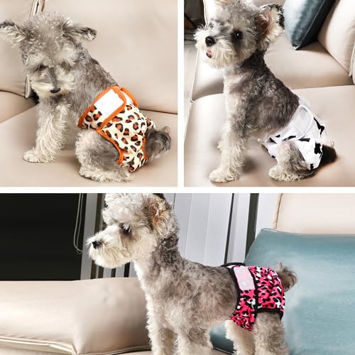 wegreeco Luxury Washable Reusable Dog Diapers (Stylish Pattern) - Female Dog Diapers, Doggie Diapers, 3 Pack (Cheetah Print, Small) - color: Cheetah Print, size: Small