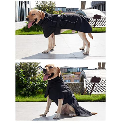 Black M Dog Raincoat - Waterproof Winter Jacket with Velvet Inner, Reflective Strip - color: Black, size: Medium