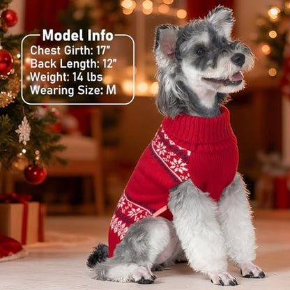 KYEESE Dog Christmas Sweater, Soft Turtleneck Dog Sweater for Small Dogs Boy Girl with Reindeer Pattern, Classic Winter Doggie Knitwear with Leash Hole, Cozy Warm Pet Clothes, Small - color: 2# Xmas, size: Small (4-7lbs)
