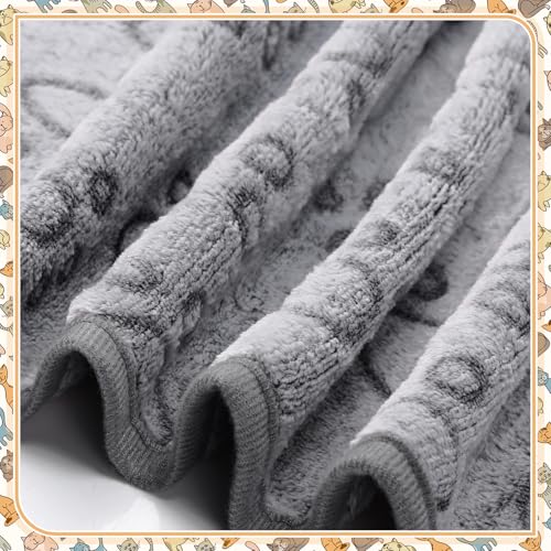 Tegeme 12 Pcs Pet Blankets 30 x 20 Inch Soft Fluffy Fleece Dog Cat Warm Paw Print Pattern Blankets Flannel Throw for Pets Dog Puppy Cat(Gray) - color: Gray, size: 30 x 20 Inch