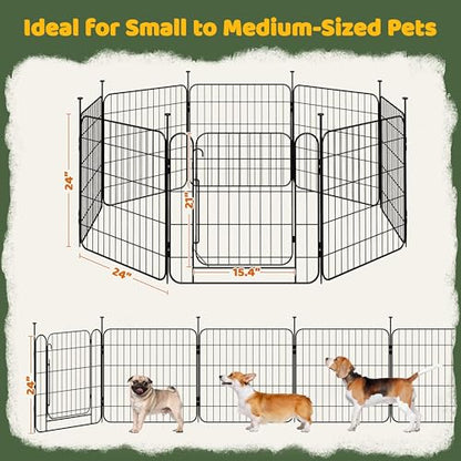 Yaheetech Expandable Dog Playpen, 8 Panel 24 inch Puppy Playpen with Door Indoor/Outdoor Pet Fence for Small Medium Dogs - size: 24 inch
