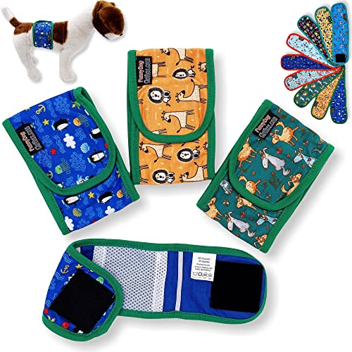 Pack of 3 Dog Belly Band Puppy Diapers Male Boy Belly Wrap Reusable Washable for Small Dog Breeds (L: Waist 15" - 17", Green Trim) - color: Pack of 3 - Green Trim, size: L: Waist 15" - 17"