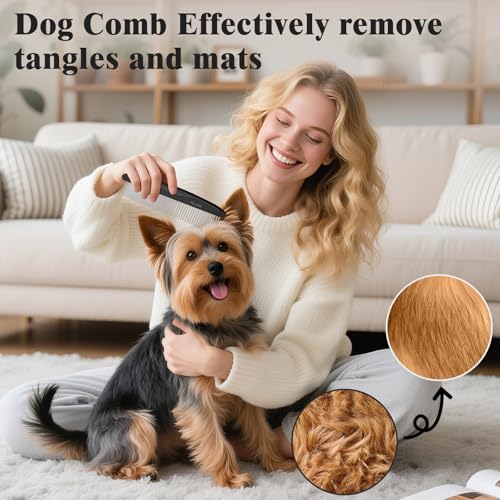 2PCS Self Cleaning Slicker Brush & Dog Comb - Skin Friendly Deshedding Grooming Tool for Dogs, Cats and Small Animals, Professional Deshedding Dematting Tool for Long and Short Haired Pets (Black) - color: Black