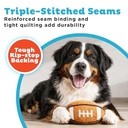 Outward Hound Xtreme Seamz Dog Toy, Reinforced Seams & Multiple Stitching, Durable Plush with Squeakers, Football, 7.1”