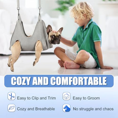 Kkiimatt Dog Grooming Hammock Harness,XXX-Large Silver Grey Grooming Sling for Giant Dogs,Dog Hanger Holder Restraint for Nail Trimming, Hanging Harness Hammock for Nail Clipping - size: XXXL (140 LB Max) Silver Grey 20-31in