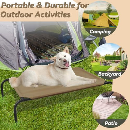 Elevated Dog Bed for Large Dogs, Raised Dog Bed with Breathable Mesh, Non Slip, Easy to Clean, 50.5 Inches, Brown - color: Brown, size: Large