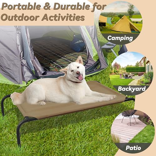 Elevated Dog Bed for Large Dogs, Raised Dog Bed with Breathable Mesh, Non Slip, Easy to Clean, 50.5 Inches, Brown - color: Brown, size: Large