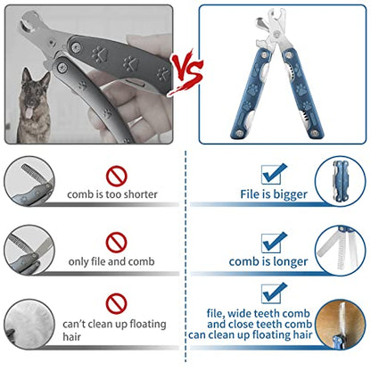 Dog Nail Clipper Trimmer 4-in-1, Professional Pet Nail Clippers with Safety Guard for Large Medium Small Dog Cat