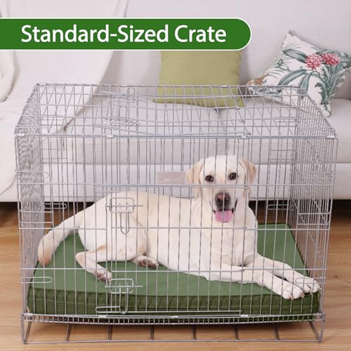 Vonabem Outdoor Dog Bed Waterproof Washable, XL Large Dogs Crate Pad 42 inch, Wipeable Leather Pet beds, Foam Anti-Slip Kennel Pads with Removable Cover Reversible, 41"x27" Green - color: Green, size: XL(41x27x3.5)
