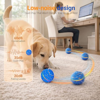 Interactive Dog Ball Toy for Small Medium Dogs – Automatic Rolling, Bouncing & Moving Dog Toy with LED Lights, 2-in-1 Fetch Toy, Durable E-TPU, USB Rechargeable (2.8” Blue) - color: Blue, size: Medium (2.8" / 70mm) – 019