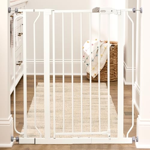Regalo Safety 36" Extra Tall Baby Gate for Doorways & Bottom of Stairs, Pressure Mounted Walk Through Gate for Babies, Toddlers & Pets, Tested & Safe for 30 Years, American Designed, American Owned - color: White, size: 29-36.5"W x 36"H