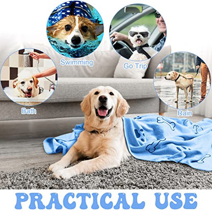 Peryiter 8 Pcs Dog Towels Pet Bath Drying Towels 55 x 28 Inches Large Absorbent Microfiber Quick Fast Drying Soft Beach for Lightweight Cat and Puppy Shower Essentials Cleaning Accessories(Blue) - color: Blue