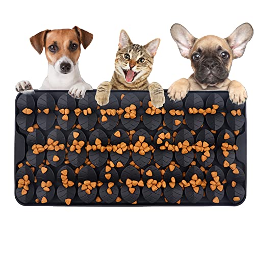 Silicone Snuffle Mat for Dogs Slow Feeder Lick Mat with Suction Cups Dogs Sniff Mat Dogs & Cats Entertainment Toys for Boredom(Black) - color: Black