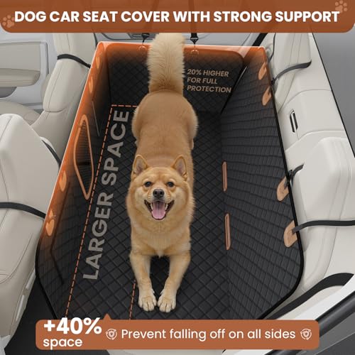 A-Pce 2025 Upgraded 600D Oxford Dog Car Seat Cover for Pets, Waterproof Scratch Resistant Nonslip Back Seat Protector, Heavy Duty Durable Pet Travel Hammock for Sedan SUV, Black - size: Standard