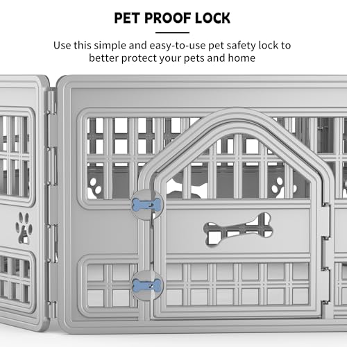 Dog Playpen Indoor,Puppy Playpen Fence Outdoor,Easy Assemble,Fold It Down,Grey Blue(4-Panel 34 * 34 * 24 inch)