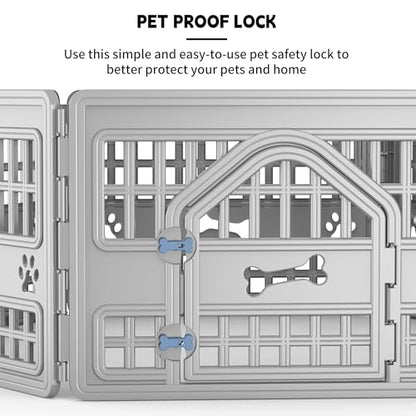 Dog Playpen Indoor,Puppy Playpen Fence Outdoor,Easy Assemble,Fold It Down,Grey Blue(4-Panel 34 * 34 * 24 inch)