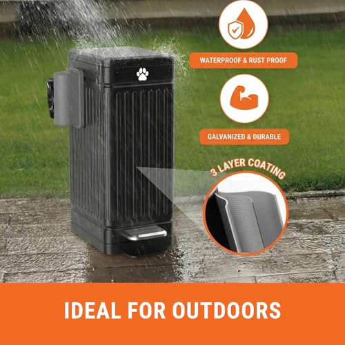 Pupzle Dog Poop Trash Can Outside, 3.2 Gal Metal Dog Waste Trash Can with Lid Outdoor, Waste Container with Pedal Garbage Poop Bin, Poo Bucket Outdoor with Lid for Backyard Odor Control (Black, Large) - size: Large