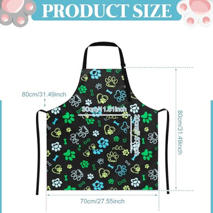 Dog Grooming Waterproof Apron with 2 Pockets, Cute Animals Puppy Dog Pets Apron - style: Dog Paw Heart Bone