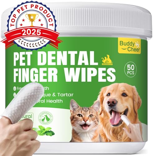 Pet Teeth Cleaning Wipes for Dogs & Cats, Pet Dental Finger Wipes for Dogs, No-Rinse Dog Toothbrush Toothpaste to Reduce Plaque & Tartar, Disposable Dog Tooth Brushing Kit - Mint Flavor - 50 Count - color: 2.Dental - Mint, size: 50 Ct