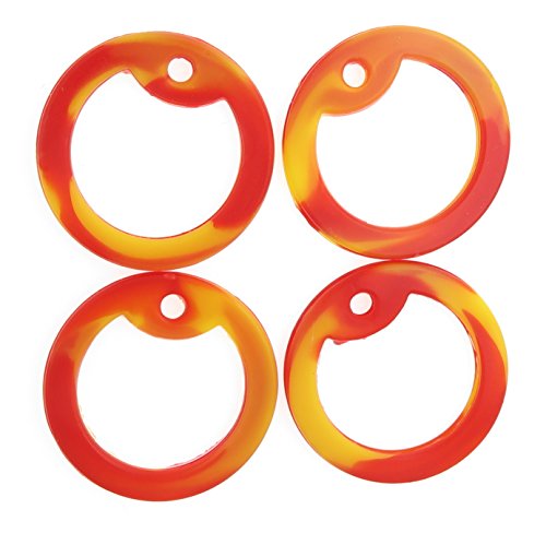 Flame Red/Yellow Silicone Military Army Navy Air Force Marines Dog Tags Rubber Silencers - Pack of 4