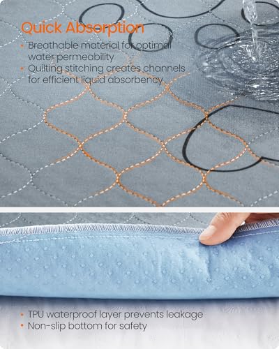 Feandrea Washable Dog Pee Pads, 2 Pack, Reusable Dog Pads, 48 x 24 Inches, L, Waterproof Pet Training Pads, Leakproof, Non-Slip, Super Absorbent, for Guinea Pig, Hamster, Gray UPTD024G01 - size: L (48"L x 24"W)