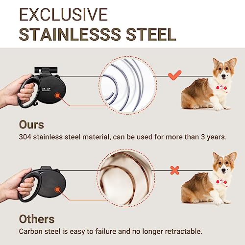 Happy & Polly 4-in-1 Dog Leash - Retractable, Heavy Duty, 16.4 ft with Flashlight & Bungee for Small Dogs