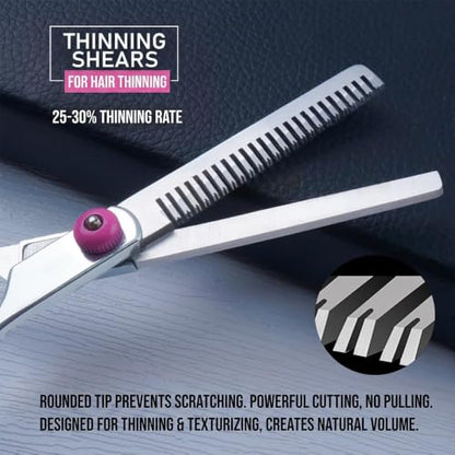 5-in-1 Pet Grooming Scissors for Dogs at Home, Stainless Steel Straight Thinning Curved Shears & Comb Pet Grooming Scissors Set with Storage Bag Hair Trimming Tools for Cat and Dog