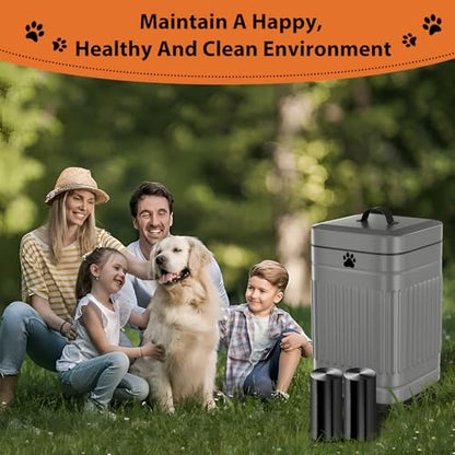 Dog Poop Trash Can Outside, 5L/1.3Gal Metal Dog Waste Trash Can with Lid, Foot Pedal, Pet Waste Container with 40 Bags, Poop Bucket with Lid Soft Close for Pet, Grey - size: 5L Grey Trash Can