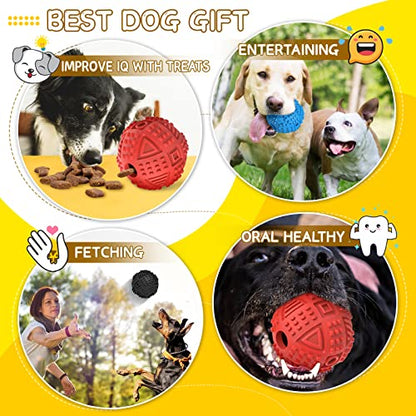 LEGEND SANDY Dog Balls Treat Dispensing, Dog Toys for Aggressive Chewers Large Breed, Nearly Indestructible Squeaky Dog Chew Toys for Large Pet, Natural Rubber Doggie Puzzle Toys, ToughTreat Ball - color: Ball-Red