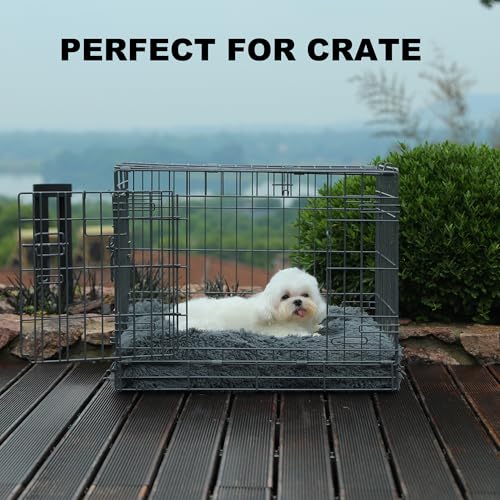Bedfolks Waterproof Crate Bed, Plush Dog & Cat Kennel Pad, Faux Fur, Washable, 23"x18", Dark Grey - color: Solid Dark Grey, size: Small(23x18'')