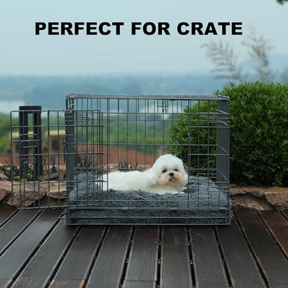 Bedfolks Waterproof Crate Bed, Plush Dog & Cat Kennel Pad, Faux Fur, Washable, 23"x18", Dark Grey - color: Solid Dark Grey, size: Small(23x18'')