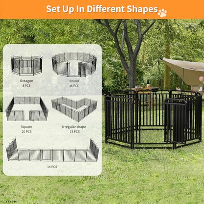 Puppy Playpen Dog Playpens Fence Outdoor Thickened Metal Tube, Low Threshold Dog Play Pen Indoors, 32" Height 8 Panels for Small/Medium/Large Dogs (Black) - style: 32" height