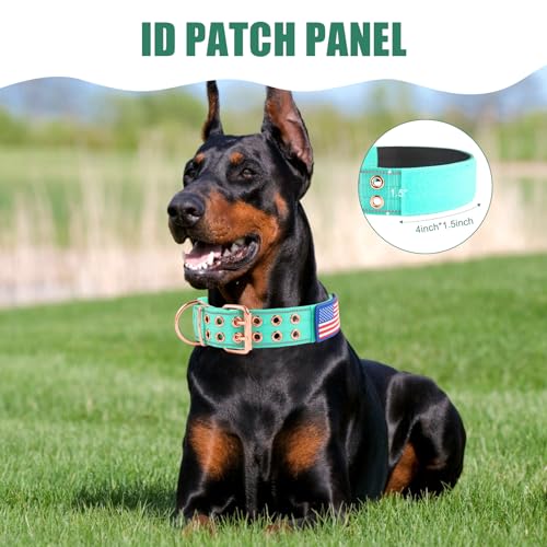 Heavy Duty Tactical Dog Collar with Neoprene Padded and Metal Buckle, Reflective Nylon for Medium to Large Dogs(Teal, Medium) - color: Teal, size: Medium (Pack of 1)