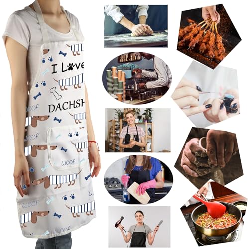 MBMSO Dachshund Apron Dog Apron with Pockets Dachshund Lovers Gift for Grooming Apron for Dog Groomer Dachshund Cooking Apron