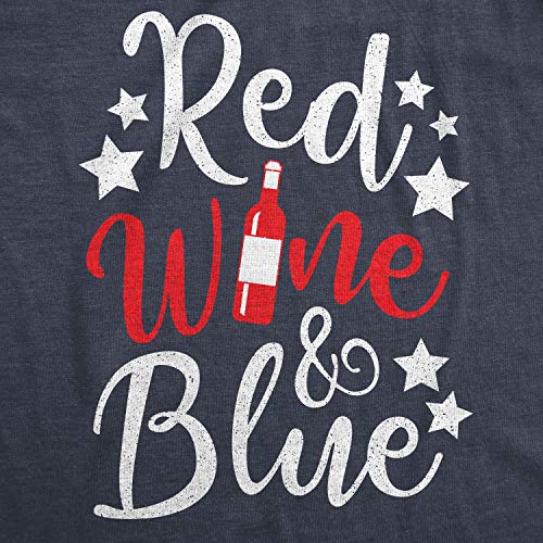 Womens Patriotic T Shirts Funny Fourth of July Tees for Women on Independence Day - color: Heather Navy - Red Wine Blue, size: X-Large