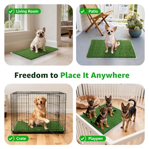 Artificial Grass Pad for Dogs Potty: 43.7x27.5 Inches Fake Grass for Dogs Puppy Potty Training to Pee and Poop on Balcony, Backyard, Patio, Apartment - Protect Floor and Furnitures, 2X Faster Drainage - size: XXL-43.7"x27.5"