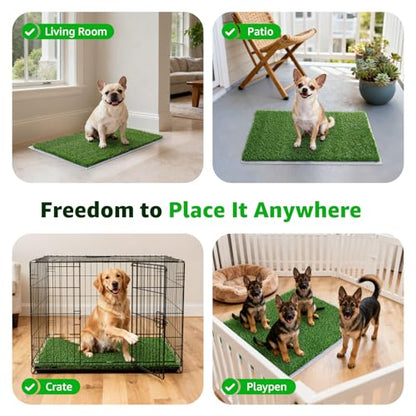 Artificial Grass Pad for Dogs Potty: 43.7x27.5 Inches Fake Grass for Dogs Puppy Potty Training to Pee and Poop on Balcony, Backyard, Patio, Apartment - Protect Floor and Furnitures, 2X Faster Drainage - size: XXL-43.7"x27.5"
