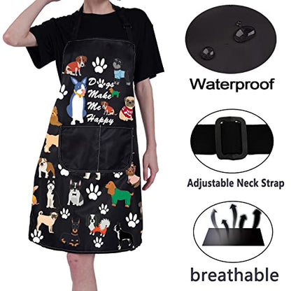 CMNIM Cute Dog Grooming Apron - Waterproof & Perfect for Trainers & Groomers - color: Dog Apron