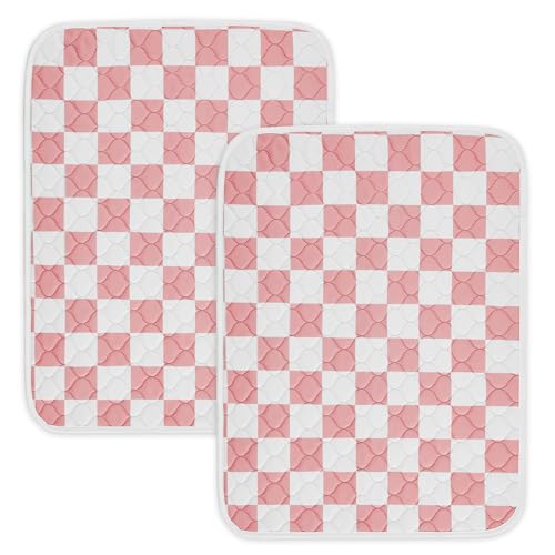 2 Pack Pink Checkered Washable Pee Pads for Dogs, Checkered Reusable Dog Pee Pads, for Puppy Playpen, Crate, Whelping Box, Potty Training, Cute Aesthetic Absorbency, Leak-Proof Non-Slip - color: Pink, size: 24"×48"