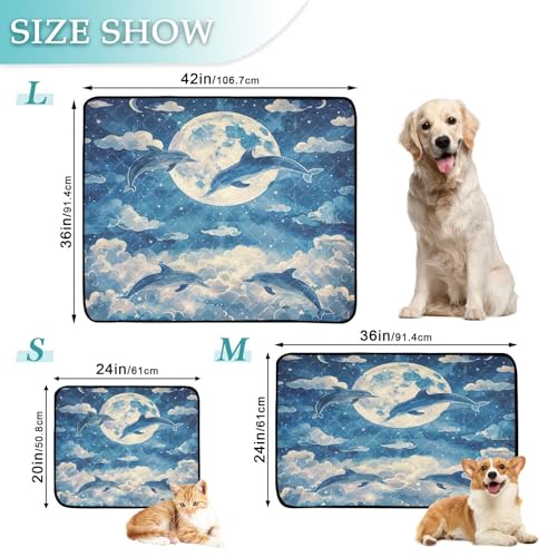 Qilmy Dolphin Pet Mat, Waterproof Reusable Dog Training Pad Anti-Slip Pet Creat Pad for Small Medium Large Dogs and Cats - size: Smallx3