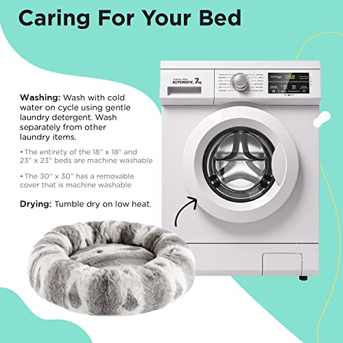 Best Friends by Sheri Patterned Lux Faux Fur Calming Donut Dog Bed, Gray, Medium, 30x30 - color: Patterned Lux Grey, style: Medium