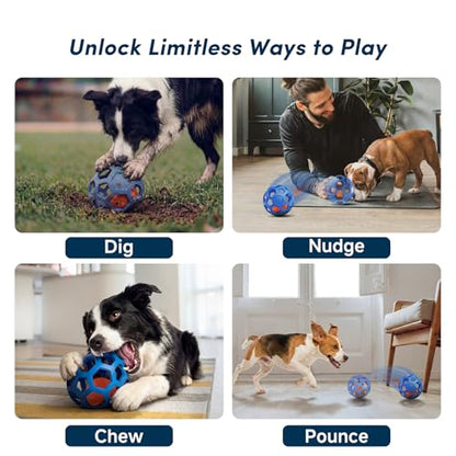 Unique Interactive Dog Toy with Ball-in-Ball Design, 4X Durable Rubber Outer Shell & Inner Smart Automatic Bouncing Ball to Keep Them Busy, Fetch & Puzzle Toys for Medium, Large High Energy Dogs
