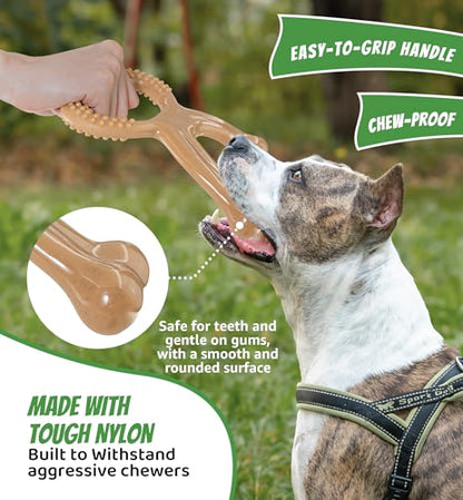 Durable Dog Chew Toy for Aggressive Chewers, Indestructible Nylon Bone Dental Care Teeth Cleaning Chew Toy for Small, Medium and Large Dogs, Keep Them Busy, Irresistible Beef Flavor (Brown) - color: Brown